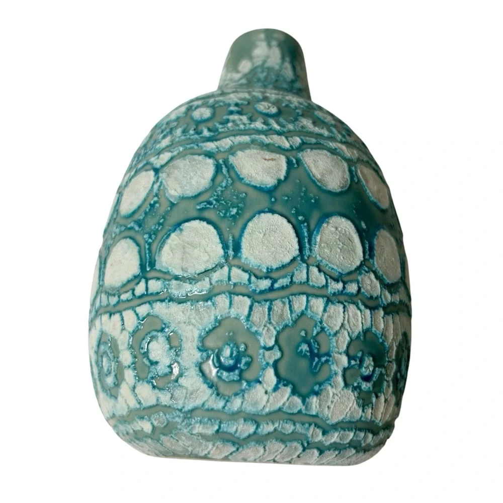 Vintage Inspired Turquoise Textured Vase, Thailand, Contemporary 7